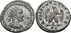 Roman Provincial SELEUCIS and PIERIA, Antioch. Volusian. AD 251-253. BI Tetradrachm (25.5mm, 9.32 g, 12h). 7th officina. Struck AD 251. Radiate, draped, and cuirassed bust right; Z below / Eagle stand