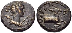 LYDIA, Hierocaesaraea. Pseudo-autonomous issue. 1st century AD. Æ 15mm (3.46 g, 12h). Draped bust of Artemis right, quiver over shoulder, arrow and bow before / Forepart of stag right. RPC -; SNG Cope