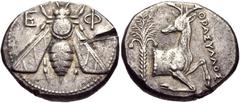 IONIA, Ephesos. Circa 390-325 BC. AR Tetradrachm (25mm, 14.80 g, 12h). Thrasyllos, magistrate. Struck circa 350-340 BC. Bee with straight wings / Forepart of stag right, head left; palm tree to left, 