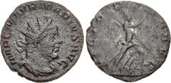Roman Imperial Marius. Romano-Gallic Emperor, AD 269. Antoninianus (19mm, 3.35 g, 6h). Colonia Agrippinensis (Cologne) mint. 1st emission, mid AD 269. Radiate, draped, and cuirassed bust right / Victo