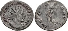 Roman Imperial Marius. Romano-Gallic Emperor, AD 269. Antoninianus (20mm, 3.15 g, 6h). Colonia Agrippinensis (Cologne) mint. 2nd emission, circa mid AD 269. Radiate and cuirassed bust right / Victory 