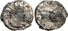 Roman Imperial Marius. Romano-Gallic Emperor, AD 269. Antoninianus (19mm, 3.12 g, 12h). Treveri (Trier) mint. 2nd emission, circa mid AD 269. Radiate, draped, and cuirassed bust right / Clasped right 