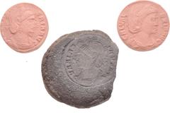 Counterfeiters' Molds and Dies ROMAN IMPERIAL. 4th Century AD. Terracotta counterfeiter's mold (32.5mm, 7.38 g). Part of a mold for casting coins, impressed on each side with an obverse of an Alexandr