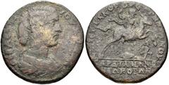 LYDIA, Sardis. Julia Domna. Augusta, AD 193-217. Æ 28mm (12.20 g, 6h). Draped bust right / Pelops on horseback right, holding whip. SNG Copenhagen -; SNG von Aulock -; SNG Leypold -; BMC -; Johnston, 