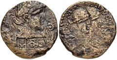 PHOENICIA, Tripolis. Nero. AD 54-68. Æ 22mm (8.57 g, 1h). Dated CY 379 (AD 67/8). Laureate head of Nero right; lituus before; c/m: IMP OTHO (ligate) within rectangular incuse / Conjoined heads of the 