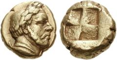 MYSIA, Kyzikos. Circa 400-330 BC. EL Stater (16.12 g). Laureate and bearded head right; below, tunny right / Quadripartite incuse square. Von Fritze I 197; S.A. Bulatovič, “Kyzikenerstatere aus dem Ar