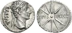 Augustus, with Divus Julius Caesar. 27 BC-AD 14. AR Denarius (3.82 g, 6h). Spanish mint (Tarraco?). Struck circa 18 BC. CAESAR AVGVSTVS, laureate head right / DIVVS • IVLIVS, comet with eight rays and