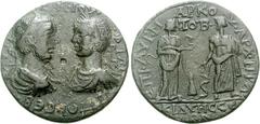 Philip I, with Philip II. AD 244-249. Æ 35mm (19.21 g, 6h). Cidyessus in Phrygia mint. Aur. Markos, first archon. AVT [K] • M • IOV • • ΦΙΛΙ ΠΠOI • CEB •, radiate, draped, and cuirassed bust of Philip