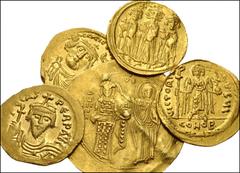 BYZANTINE. AV from Phocas to John II Comnenus. All coins: Constantinople mint. Includes: PHOCAS. AV Solidus. Crowned, draped, and cuirassed facing bust, holding globus cruciger / Angel standing facing