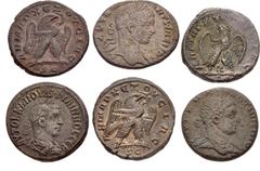 Large Lots ROMAN. Provincial. Lot of fourteen (14) mostly Antiochene AR Tetradrachms. Includes: Elagabalus to Trebonianus Gallus. Lot also includes one (1) issue of Diadumenian from Hierapolis. Fine t