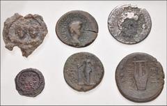 Large Lots MIXED. Greek–Roman Imperial. Lot of six (6) bronze and lead issues. Includes: GREEK: Sicily, Kentoripai. Æ // ROMAN PROVINCIAL: Lydia, Philadelphia. Nero. Æ // Lydia, Sardis. Germanicus, wi