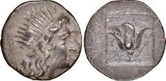 Greek ISLANDS off CARIA, Rhodos. Rhodes. Circa 188-170 BC. AR Drachm (16mm, 1h). 'Plinthophoric' coinage. Stasion, magistrate. Radiate head of Helios right / Rose with bud to right; star to left, ΣTAΣ