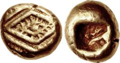 Greek IONIA, Uncertain. Circa 625-600 BC. EL Hekte – Sixth Stater (9.5mm, 2.19 g). Lydo-Milesian standard. Eye composed of central dot within three concentric linear diamonds, with radiating lines bet