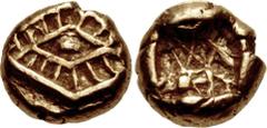 Greek IONIA, Uncertain. Circa 625-600 BC. EL Myshemihekte – Twenty-fourth Stater (6mm, 0.50 g). Lydo-Milesian standard. Eye composed of central dot within two concentric linear diamonds, within which 