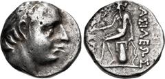 Greek SELEUKID EMPIRE. Seleukos IV Philopator. 187-175 BC. AR Drachm (16mm, 4.02 g, 4h). Uncertain mint 78, associated with a mint in Northern Media. Diademed head right / Apollo, testing arrow and pl