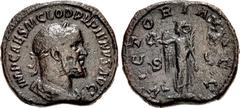 Roman Imperial Pupienus. AD 238. Æ Sestertius (30.5mm, 16.55 g, 12h). Rome mint. 1st emission. Laureate, draped, and cuirassed bust right / Victory standing left, holding wreath and palm frond. RIC IV