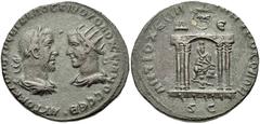 SYRIA, Seleucis and Pieria. Antioch . Trebonianus Gallus, with Volusian. AD 251-253. Æ 8 Assaria (30mm, 14.11 g, 12h). Laureate, draped, and cuirassed bust of Trebonianus Gallus vis à vis radiate, dra