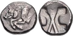 Greek DYNASTS of LYCIA. Uncertain dynast. Circa 500-470/60 BC. AR Stater (21mm, 9.48 g). Forepart of boar left / Incuse square divided by large X, indentations on three sides. Müseler II, 2; Falghera 