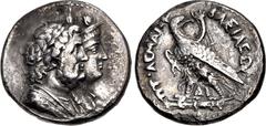 Greek PTOLEMAIC KINGS of EGYPT. Ptolemy IV Philopator. 222-205/4 BC. AR Tetradrachm (26mm, 13.15 g, 12h). Alexandreia mint. Struck circa 219-217 BC. Jugate draped busts right of Serapis and Isis / Eag
