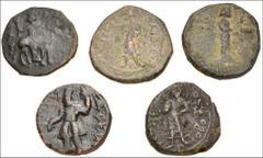 Further Selections from the Archytas Collection INDIA, Kushan Empire. Vima Kadphises and Kanishka I. Circa AD 113-151. Group of five (5) CU Tetradrachms. Group includes the following rulers and revers