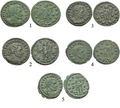 ROMAN. Imperial. Æ Folles of Licinius I. Includes: Londinium (London) mint. Struck AD 310-314. 1. Laureate and cuirassed bust right / Genius standing facing, head left, holding cornucopia and patera; 