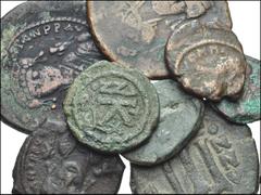BYZANTINE. Æ of Tiberius II Constantine and Maurice Tiberius. Includes: TIBERIUS II CONSTANTINE. Æ Follis. SB 448 (3) // Æ Half Follis. SB 452 // MAURICE TIBERIUS. Æ Half Follis. SB 576 // Æ Decanummi