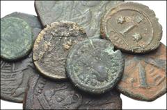 BYZANTINE. Æ of Tiberius II Constantine and Maurice Tiberius. Includes: TIBERIUS II CONSTANTINE: Æ Follis. SB 448 (3) // Æ Half Follis. SB 450 // MAURICE TIBERIUS: Æ Decanummium. SB 563 // SB 566 // S