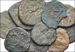 BYZANTINE. Æ of Leo III and Constantine VI. Includes: LEO III, with CONSTANTINE V: Æ Follis. SB 1514 (6) // 1516 (3) // Æ Half Follis. SB 1518 // CONSTANTINE VI, with IRENE. Æ Follis. SB 1598. Fair to