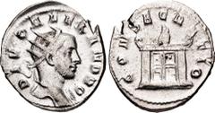 Roman Imperial Divus Severus Alexander. Died AD 235. AR Antoninianus (21mm, 3.75 g, 12h). Consecration issue. Rome mint, 6th officina. 8th emission of Trajan Decius, mid AD 251. Radiate bust right, sl