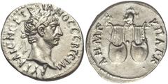 LYCIAN LEAGUE. Trajan. AD 98-117. AR Drachm (18mm, 3.10 g, 6h). Laureate head right / Two lyres; owl above. BMC Lycia pg. 39, 10; SNG Copenhagen 45; SNG von Aulock 4268. Good VF.