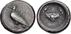Greek SICILY, Akragas. Circa 485-480/78 BC. AR Didrachm (20.5mm, 8.47 g, 10h). Sea eagle standing left / Crab within incuse square. Westermark, Coinage, Period I, Group III, 215.16 (O76/R140 – this co