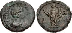 Roman Provincial EGYPT, Alexandria. Herennia Etruscilla. Augusta, AD 249-251. Potin Tetradrachm (24mm, 11.72 g, 11h). Dated RY 1 of Trjaan Decius (AD 249/50). Diademed and draped bust right / Homonoia