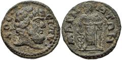 LYDIA, Magnesia ad Sipylum. Pseudo-autonomous issue. 3rd century AD. Æ 19mm (3.57 g, 6h). Bearded head of Mount Sipylos right / Asklepios standing facing, head left, holding serpent staff. SNG Copenha
