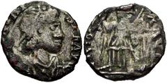 VANDALS. Pseudo-Imperial coinage. Circa 440-490. AR Half Siliqua (11mm, 0.89 g, 11h). Struck in the name of Honorius. Diademed, draped, and cuirassed bust right / Victory standing left, holding wreath