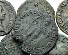 ROMAN. Imperial. Æ from Agrippa to Valentinian I. Includes: Agrippa. As // Nerva. Dupondius // Marcus Aurelius. Dupondius // Severus Alexander. Dupondius // Magnentius. Æ Follis // Valentinian I. Æ 29