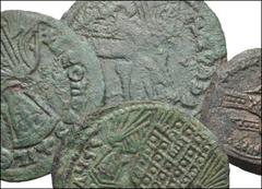 BYZANTINE. Æ of Basil I and John II. Includes: BASIL I THE MACEDONIAN, with CONSTANTINE and LEO VI. Æ Follis. SB 1712 // Leo VI the Wise. Æ Follis. SB 1729 (2) // JOHN II COMNENUS. Æ Tetarteron. SB 19