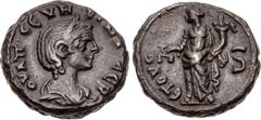 Roman Provincial EGYPT, Alexandria. Severina. Augusta, AD 270-275. Potin Tetradrachm (21mm, 8.68 g, 11h). Dated RY 6 of Aurelian (AD 274-275). Draped bust right, wearing stephane / Dikaiosyne standing