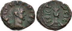 Roman Provincial EGYPT, Alexandria. Divus Carus. Died AD 283. Potin Tetradrachm (20mm, 6.82 g, 12h). Struck under Carinus, circa AD 283-285. Laureate head right / Flaming altar tied with garland; [sta