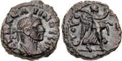 Roman Provincial EGYPT, Alexandria. Carinus. As Caesar, AD 282-283. Potin Tetradrachm (19.5mm, 7.04 g, 1h). Dated RY 3 (AD 285/6). Laureate and cuirassed bust right, seen from the front / Nike advanci