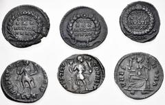 Large Lots ROMAN. Imperial. Lot of six (6) AR Siliquae. Includes: Constantius II (3) // Valentinian I (1) // Valens (2). Good VF or better, richly toned. LOT SOLD AS IS, NO RETURNS. Six (6) coins in l