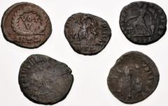 Large Lots ROMAN. Imperial. Lot of six (6) bronze issues of Theodosius I. Includes: various types. Average VF. LOT SOLD AS IS, NO RETURNS. Six (6) coins in lot.