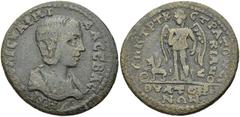 LYDIA, Thyateira. Julia Soaemias. Augusta, AD 218-222. Æ 35mm (19.65 g, 5h). Draped bust right / Nemesis standing facing, head left, right hand on breast, sphinx seated left befopre with right foot on