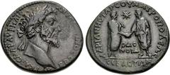 Roman Provincial CILICIA, Tarsus. Marcus Aurelius & Lucius Verus. AD 161-169. Æ (32mm, 18.03 g, 12h). AVT KAIC MAP AVPHΛIO ANTΩNЄINOC CЄB, laureate head of Marcus right / AΔPAINHC TAPCOY MHTPOΠOΛЄΩC, 