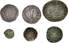 Large Lots MIXED. Roman Imperial–World. Lot of six (6) bronze, billon, and silver issues. Includes: ROMAN IMPERIAL: Valentinian II. Æ // EARLY MEDIEVAL: Vandals. Hilderic. Æ Nummus // WORLD: France, P