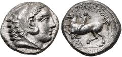 Greek KINGS of MACEDON. Philip II. 359-336 BC. AR Drachm (14.5mm, 3.40 g, 1h). Pella mint. Struck circa 359-355/4 BC. Head of Zeus right, wearing laurel wreath / ΦIΛIΠΠOY, Philip, wearing kausia, chla