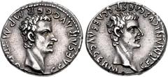 Roman Imperial Gaius (Caligula), with Germanicus. AD 37-41. AR Denarius (18mm, 3.83 g, 6h). Lugdunum (Lyon) mint. 2nd emission, 1st phase, late AD 37. C • CΛESΛR • ΛVG • GERM • P • M • TR • POT •, bar