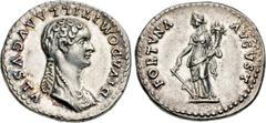 Roman Imperial Diva Domitilla Senior. Died before AD 69. AR Denarius (18mm, 3.55 g, 5h). Rome mint. Struck under Domitian, AD 82-83. DIVA DOMITILLA AVGVSTA, draped bust right, hair in long plait at ba