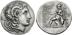 KINGS of THRACE. Lysimachos. 305-281 BC. AR Tetradrachm (17.01 g, 11h). Amphipolis mint. Struck circa 288-281 BC. Diademed head of the deified Alexander right, with horn of Ammon / Athena Nikephoros s