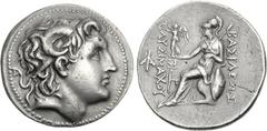 KINGS of THRACE. Lysimachos. 305-281 BC. AR Tetradrachm (17.08 g, 9h). Amphipolis mint. Struck circa 288-281 BC. Diademed head of the deified Alexander right, with horn of Ammon / Athena Nikephoros se