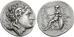 KINGS of THRACE. Lysimachos. 305-281 BC. AR Tetradrachm (17.18 g, 5h). Amphipolis mint. Struck circa 288-281 BC. Diademed head of the deified Alexander right, with horn of Ammon / Athena Nikephoros se